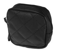 SECFOU Portable PU Period Bag Tampon Holder Compact Sanitary Napkin Storage Pouch with Zipper Black Travel Makeup and Lipstick Case for Women