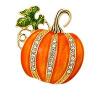 SECFOU Pumpkin Rhinestone Brooch Pin for Women, Lightweight Alloy Material with Comfortable Fit, Sparkly Orange Halloween Accessory for Thanksgiving Day and Halloween Party Outfits