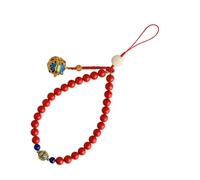 SECFOU Red Chinese Style Phone Strap with Lucky Cloisonné Ball Pendant, Easy to Install and Remove Decorative Phone Hanging Chain, Suitable for Wrist Or Key Ring Use