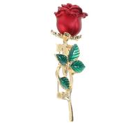 SECFOU Red Floral Lapel Pin Rose Brooch with Enamel Coating for Women’S Party and Suit Accessory