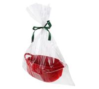 SECFOU Red Woven Basket for Shower Favors with Cotton Cloth Material and Gentle Touch, Includes Ribbon and Cellophane Wrap, for Holiday Gathering and Party Storage