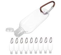 SECFOU Refillable 30ml Pet Hand Soap Bottles with Flip Cap and Hook, Empty Travel Dispenser Containers for Bathroom and Kitchen, 10pcs Set Random Color