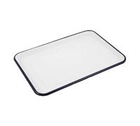 SECFOU Retro Rectangular Enamel Baking Pan Vintage Oblong Enamelware Tray for Oven and Grill Stove Cooking, White Food Serving Platter Suitable for Home and Restaurant Use