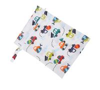 SECFOU Reusable Waterproof Infant Diaper Bag Blue Car Pattern Single Zipper Baby Nappy Pouch Portable Wet Dry Storage for Outdoor and Travel