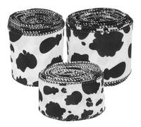 SECFOU Ribbon Iron Wired Edge Cow Print for Crafts and Bow Making 3 Rolls, 3 Rolls Black and White Polyester Wedding Decoration and Headdress Making