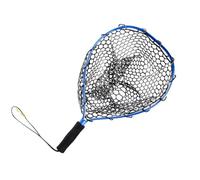 SECFOU Rubber Mesh Fishing Net Aluminum Alloy Hand Fishing Net Lightweight Flat Bottom Design Protects Fish Mucus Coating from The Bank Or on A Boat