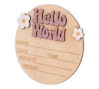 SECFOU Rustic Announcement Sign Milestone Decor for Newborns Photo Prop with Flower Design Present for Showers Track Important Growth Milestones