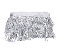 SECFOU Sequin Material Trim Silver Clothing for Tassel Multipurpose Decoration, Polyester Plastic Can be Cut Freely and DIY Clothes and Handmade Item for Latin Dance
