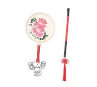SECFOU Sheepskin Hand Drum 20cm Frame Drum with Round Drumsticks Traditional Jingxi Percussion Instrument for Folk Dance and Festival Performance