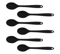 SECFOU Silicone Cooking Spoons Set Modern Kitchen Utensils Black 6pcs Lightweight Nonstick Silicone Spoon Spatulas for Soup Salad Noodles and Mixing