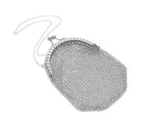 SECFOU Silver Victorian Style Metal Mesh Coin Purse Lightweight Retro Coin Pouch with Kiss Lock, Stainless Steel Mini Wallet for Photo Shoot and Themed Events