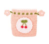 SECFOU Small Drawstring Bag for Women Handmade Woolen Yarn Crochet Purse with Secure Storage and Comfortable Touch, for Traveling and Organizing Coins Or Headphones