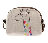 SECFOU Small Linen Key Bag Giraffe Print Compact Coin Pouch Lightweight Cosmetic Storage for Women and Portable Organizer for Keys Lipsticks and Digital Accessories