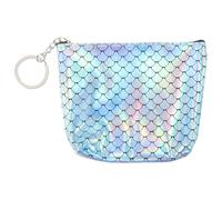 SECFOU Small Wallet Stylish and Practical Fish Scale Pattern for Women Pu Leather Zipper Clutch Purse with Card Slots Handheld Wallet for Students and Office Workers