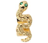 SECFOU Snake-Shaped Gold Teeth Grill Tooth Cap Jewelry for Women Hip Hop Rapper Cosplay Party Costume Stylish Fangs Metal Bling