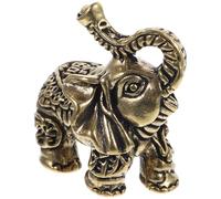 SECFOU Solid Vintage Brass Elephant Statue, Lifelike Miniature Desktop Animal Figurine, Creative Indoor Tabletop Ornament for Home and Office Decor