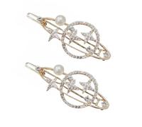 SECFOU Star Planet Hair Clips 2pcs Alloy Rhinestone Bobby Pins for Women All Kinds of Occasions with Frog Clamp