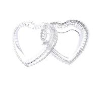 SECFOU Storage Box for Jewellery and Candy Storage Glass Heart Shaped with Lid, Retro Embossed Glass Container Elegant Trinket Jar for Home and Office Decoration
