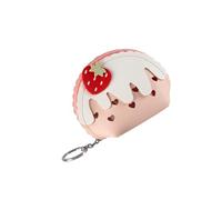 SECFOU Strawberry Coin Purse with Zipper Keychain, Compact Pu Leather Change Pouch for Women, Organising Small Items for Daily Use and Going