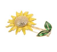 SECFOU Sunflower, Rhinestone with Brooch for Women Flower Elegant Copper Material Secure Fit and Stable Craftsmanship Classic Yellow Pin Accessory and College Events and Parties
