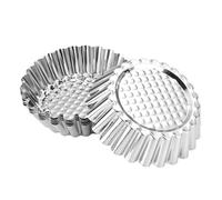 SECFOU Tart Molds Reusable 16pcs Stainless Steel with Chrysanthemum Design and Fluted Edges, Easy Release and Quick Heat Conductivity Tart Baking Cups for Baking