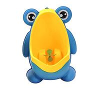 SECFOU Toddler Urinal Potty for Boys, Cartoon Frog Design with Airplane, Wall-Mounted Portable Plastic Pee Trainer for Toilet Training at Home, Blue and Green Colors Random Style