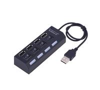 SECFOU USB 2.0 Hub LED Indicator with Individual Control 4 Ports USB Splitter ABS Material Plug and Play for Fast Data Transmission Compatible with Desktop and Mini PC