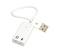 SECFOU USB 2.0 Sound Card Adapter with Cable Line for Notebook Laptop, Driverless Virtual 7.1 Channel Sound Effect, White Plastic Headphone Adapter for Speaker Box