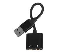 SECFOU USB Headset Mic Splitter External Sound Adapter 2-in-1 Audio Interface Cable for PC and Smartphone with Headphone Jack, Black