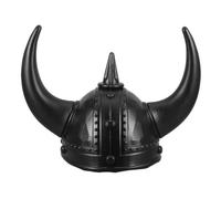SECFOU Viking Helmet Comfortable Plastic for Black Accessory Costume Medieval with Horns Lightweight Headwear for Halloween Festival Adults and Party