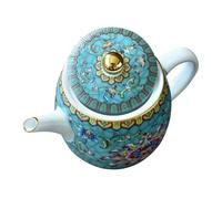 SECFOU Vintage Blue Enamel Ceramic Tea Kettle with Smooth Surface Home Teapot for Tea Making and Entertaining Decorative Retro Pot for Private Gatherings