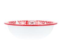 SECFOU Vintage Enamel Soup Basin Large Capacity Red Washbasin for Kitchen Storage and Holding Soup with Delicate Chinese Style Pattern, Practical Home Use Mixing Bowl
