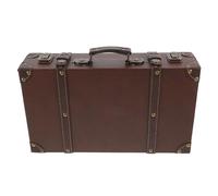 SECFOU Vintage Leather Trunk Luggage Large Capacity Wooden Suitcase with Classic British Style Sophisticated Look Versatile Use for Home Storage and Travel Photo Props