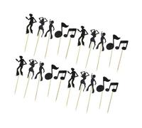 SECFOU Vintage Music Note Cake Toppers Creative Black Music Theme Cupcake Inserts Paper Picks 30pcs for Birthday Party Decorations for Food Decorating