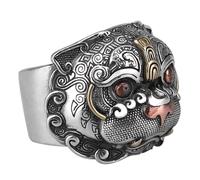 SECFOU Vintage Pi Yao Copper Ring for Men and Women Unique Punk Style Ring Jewelry Attract Wealth and Health Retro Fashion for Daily Wear