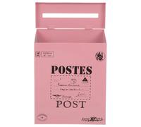 SECFOU Vintage Pink Iron Wall Mounted Mailbox Post Box Wall Mail Letter Holder with Lock Easy to Install for Household Families