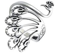 SECFOU Vintage Style Peacock Ring Silver Copper Crochet Ring Knitting Tool Costume Accessory Unique Ancient Charm for Women Parties