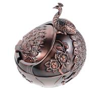 SECFOU Vintage Zinc Alloy Ashtray with Windproof Lid Heavy Duty Metal Cigarette Ashtray for Indoor Outdoor Use Easy to Clean Retro Smoking Tray for Patio Balcony Home Decor