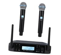 SECFOU Wireless Microphones Black Abs Material Vocal Microphone 2 Pcs Wireless Mic System One-to-two Function Wide Compatibility with Battery for Outdoor Activities and Performing