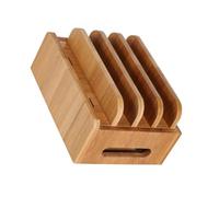 SECFOU Wooden Phone Bracket Electronic Devices Stand USB Charger Organizer Beige Desktop Holder with Simultaneous Charging and Storage for Home