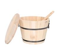 SECFOU Wooden Storage Bucket with Handle on The Cover, Practical Rice Container Bucket for Kitchen and Canteen Use, Sturdy Food Storage Bin for Daily Life and Restaurant