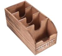 SECFOU Wooden Tea Bag Organizer Box for Tea Bags and Sugar Packets Space Saving and Versatile Storage with Compartments Stylish Brown Wood Design for Kitchen Cabinet or Countertop