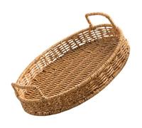 SECFOU Woven Imitation Rattan Multi-use Serving Tray Elegant Round Basket for Fruits Snacks Keys Lightweight Storage for Home Hotel Easy to