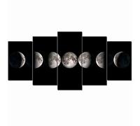 sechars - Canvas Wall Art Prints The Moon Phases Pictures to Photo Paintings on Canvas Wall Art for Home Office Decorations,5 Pieces Stretched Artwork Artwork Ready to Hang