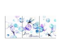 sechars Just Breathe Wall Art Dragonfly Canvas Print Blue Teal Purple Bathroom Decor Modern Abstract Painting 12"x16"x3pcs