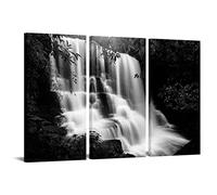sechars Large 3 Piece Black and White Waterfall Pictures Paintings on Canvas Modern Forest Nature Landscape Wall Art Prints for Living Room Home Decorations 16"x32"x3pcs (Large)