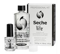 Seche Vite Dry Fast Top Coat Professional Refill Kit | Clear Nail Polish Strengthening Top Coat for Long-Lasting Nail Polish, Durable Top Coat Nail Polish for Chip-Resistant Nails | 14 ml & 118 ml