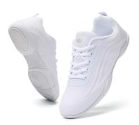 SECHRITE Cheer Shoes Women White Black Cheerleading Dance Sneakers for Cheer Practice and Competition, Athletic Flat Walking Tennis Shoes for Adults White 41