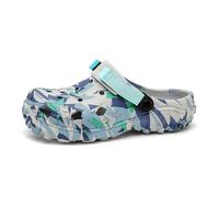 SECHRITE Mens Athletic Sports Clogs Garden Shoes Rubber EVA Mules Slip on Waterproof Summer Water Beach Clogs Slippers Sandals Breathable Graphic Garden Shoes with Adjustable Back Strap Grey Blue 43