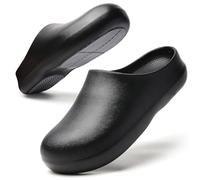 SECHRITE Non Slip Work Shoes for Women Men - Waterproof Chef Nursing Garden Clogs, Professional Oil Slip Resistant Kitchen Food Service Shoes Lightweight Mules Black 36-37